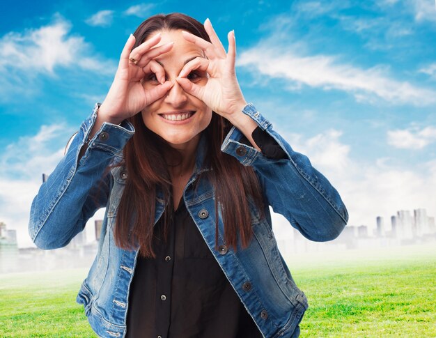 woman glasses gesture