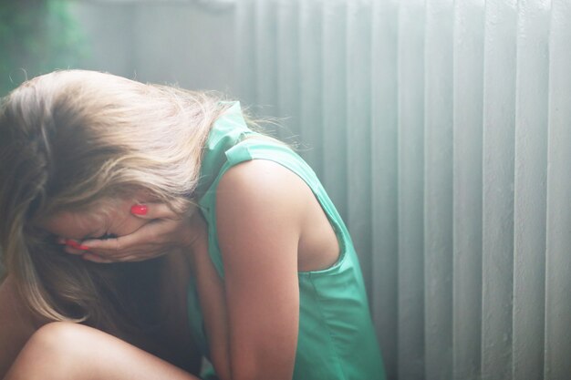 Woman in green clothes