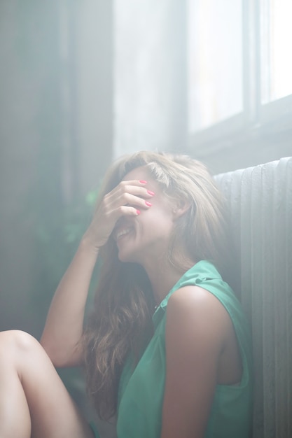 Free photo woman in green clothes