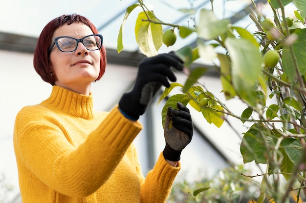 Woman growing plants