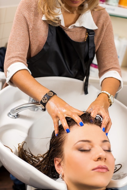 Woman at the hairdresser salon