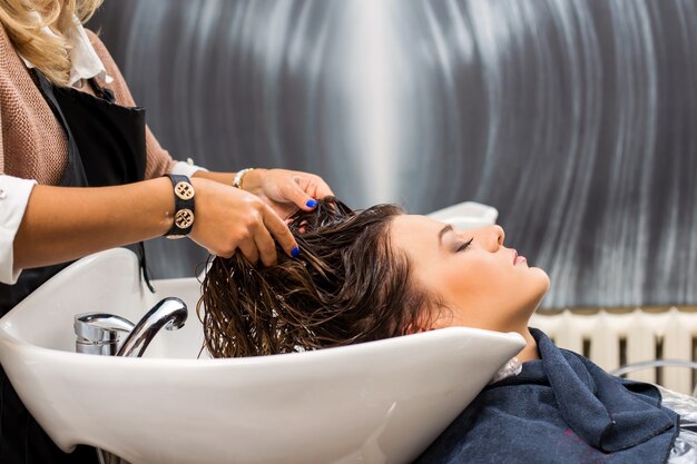 Woman at the hairdresser salon