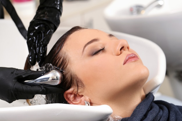 Woman on hairdresser salon