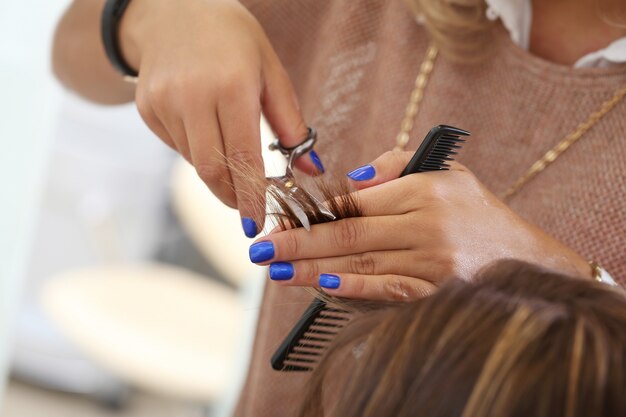 Woman on hairdresser salon