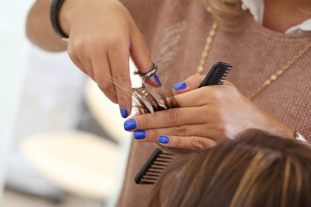 Woman on hairdresser salon