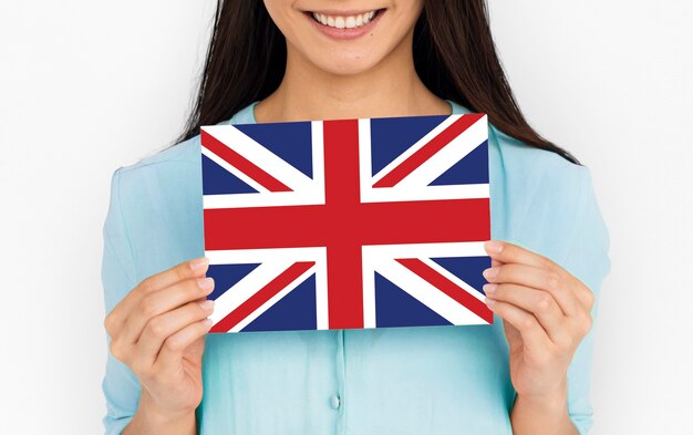 Woman Hands Hold England UK Flag Patriotism