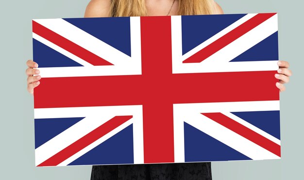 Woman Hands Hold England UK Flag Patriotism