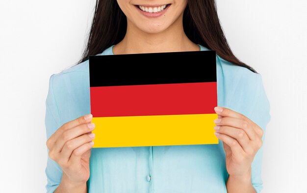 Woman Hands Hold Germany Deutschland Flag Patriotism