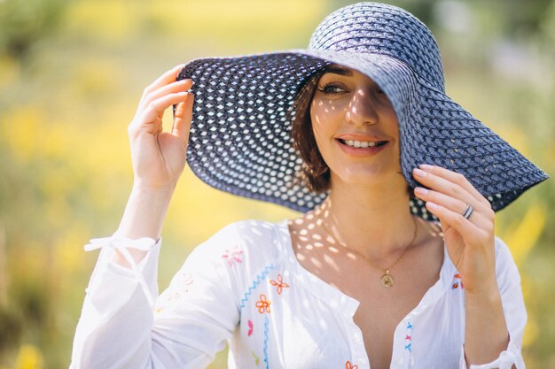 Woman happy in hat