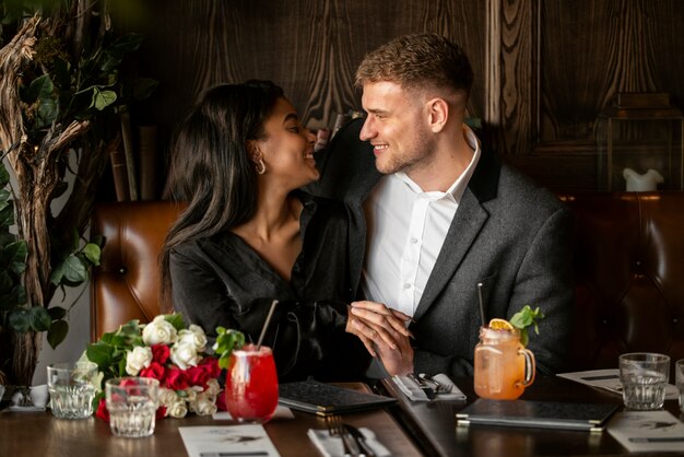 Woman having a date with her boyfriend on valentine's day