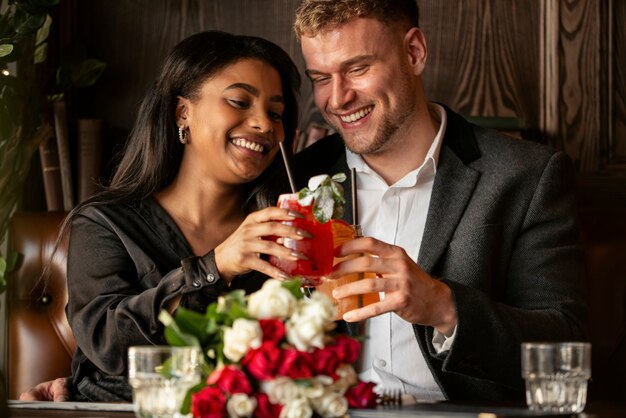 Woman having a date with her boyfriend on valentine's day