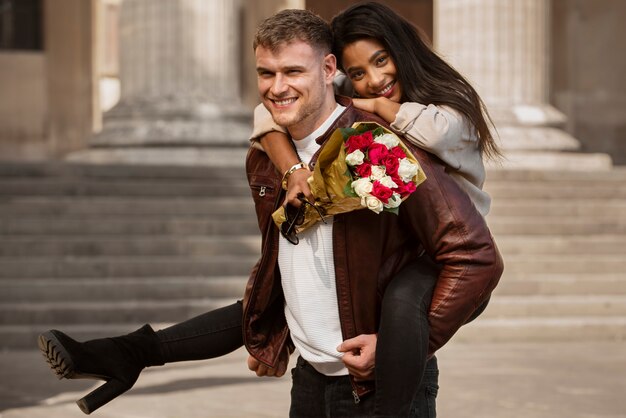 Woman having a date with her boyfriend on valentine's day