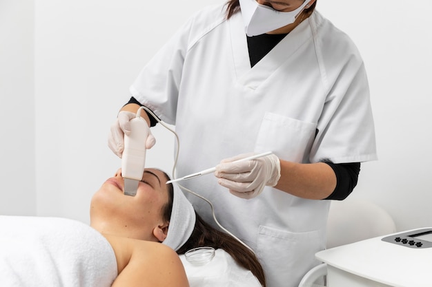 Woman having a facial skincare treatment