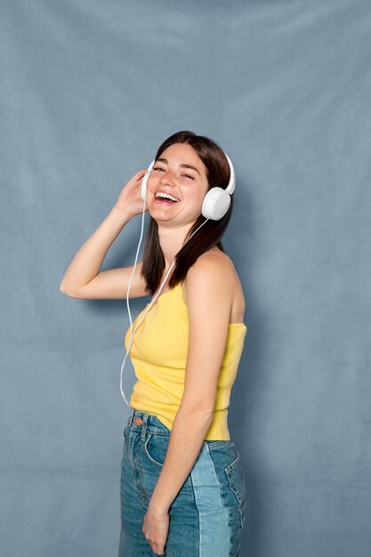 Woman having fun with headphones