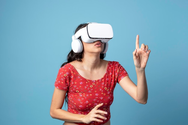 Woman having fun with a vr headset