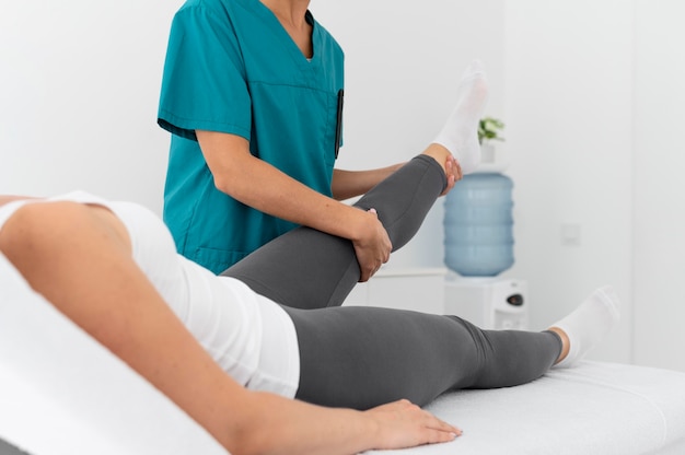 Woman having a physiotherapy session at a clinic
