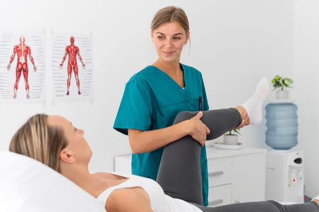 Woman having a physiotherapy session at a clinic