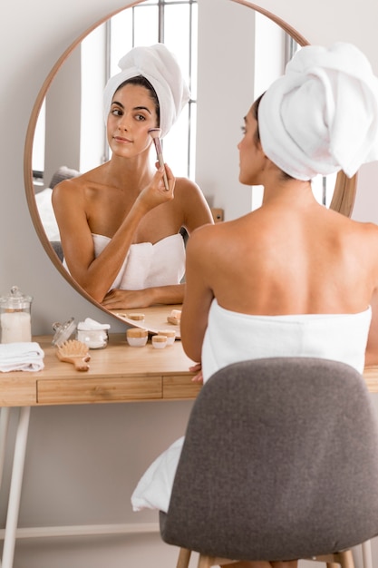 Woman having a relaxing day from the back shot