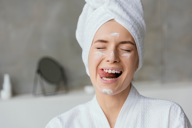 Woman having a self care routine