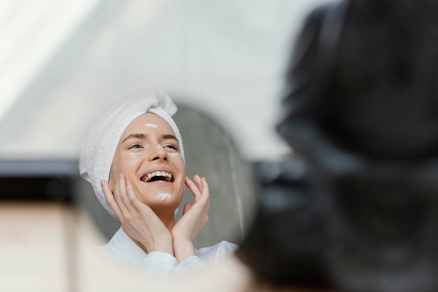 Woman having a self care routine