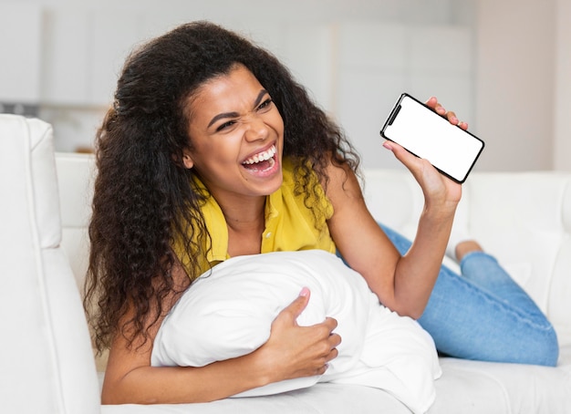 Free photo woman having some alone time at home