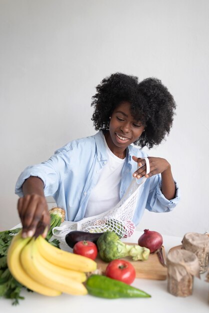 Woman having a sustainable lifestyle