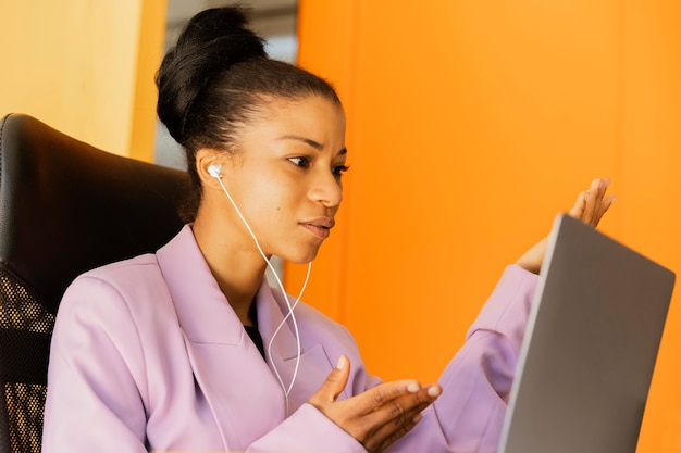 Woman having a videocall for work