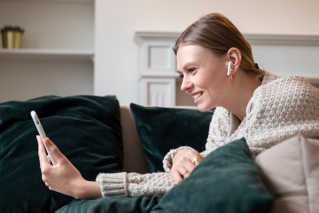 Woman having a virtual date