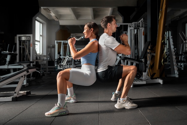 Free photo woman helping man at gym