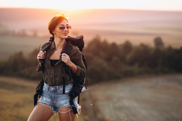 Woman hiking in the mountains