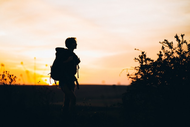 Woman hiking in the mountains