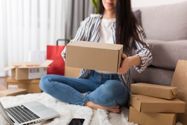 Woman holding a cyber monday package