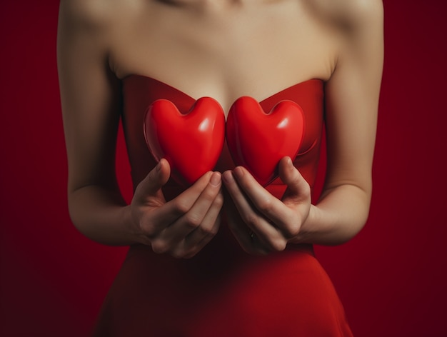 Free photo woman holding heart shaped object