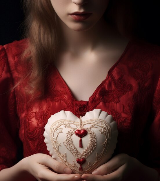 Woman holding heart shaped object
