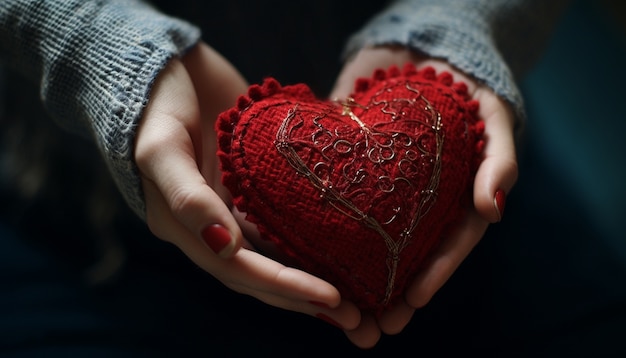 Free photo woman holding heart shaped object