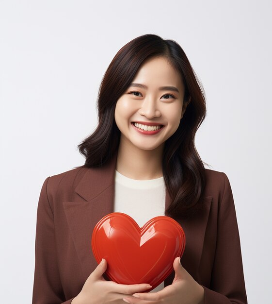 Woman holding heart shaped object