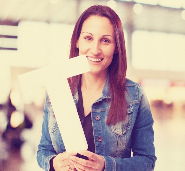 Free photo woman holding the t letter