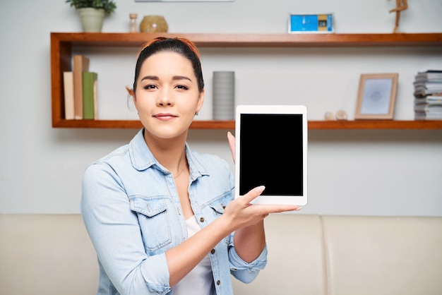 Woman holding tablet pc