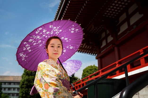 わがさ傘ローアングルを持った女性