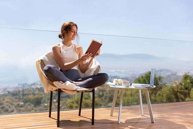 Woman at home reading