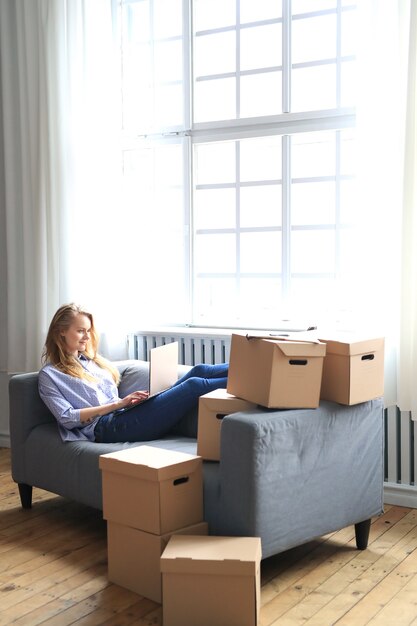 woman is moving to new home