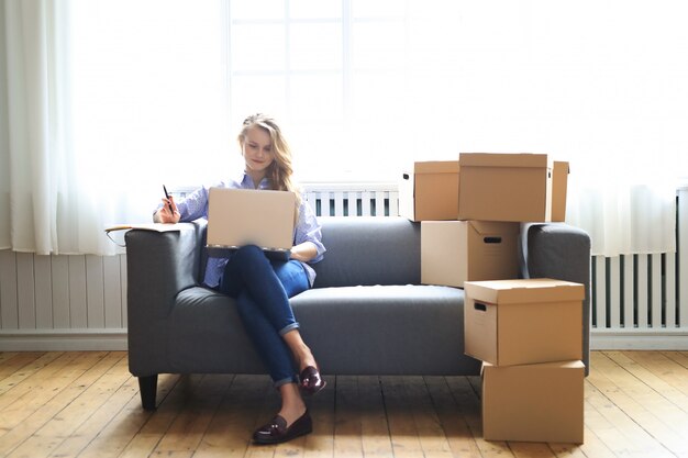woman is moving to new home