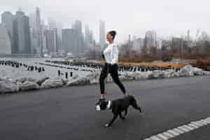 Free photo woman jogging in the winter time