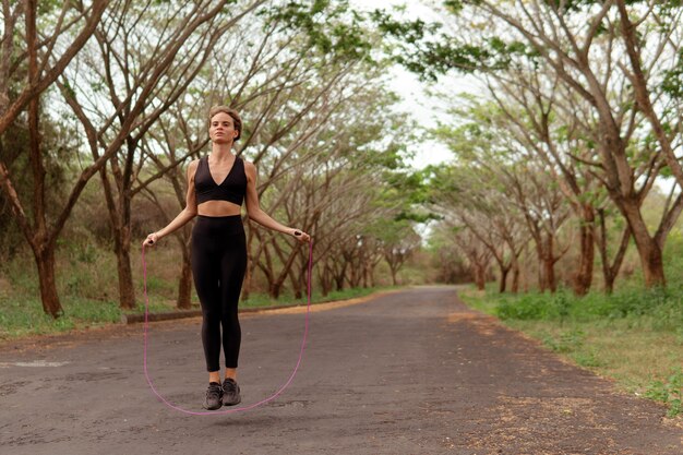 Woman jumping rope. bali