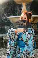 Free photo woman in kimono