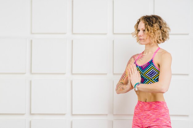 Woman looking away practicing in yoga