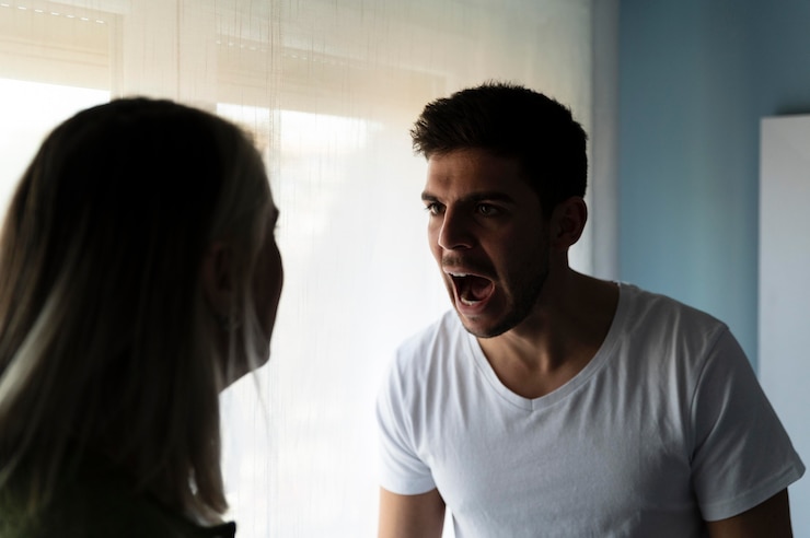 Free Photo woman and man fighting at home
