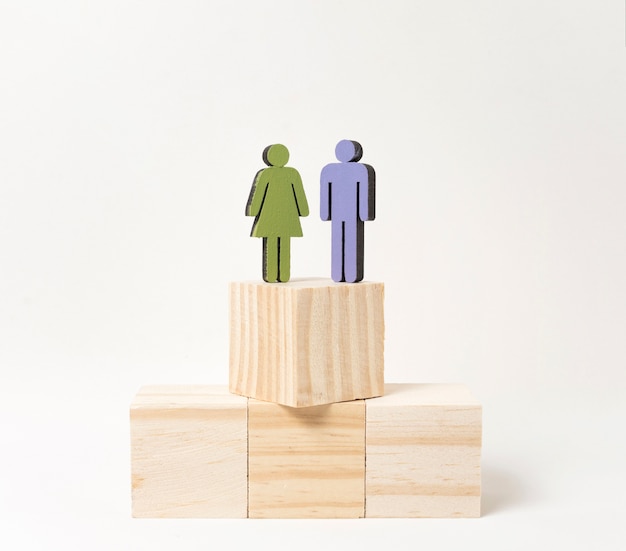 Free Photo woman and man standing on the same height