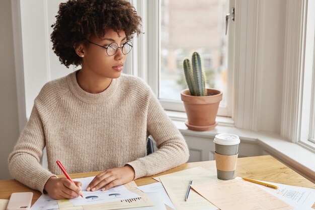 Woman marketing expert working at home