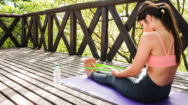 Woman meditating outdoors